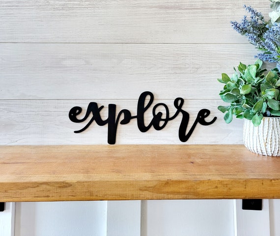 Explore sign | world traveler home decor | cursive explorer sign | adventure explorer sign | travel | adventurer | metal art