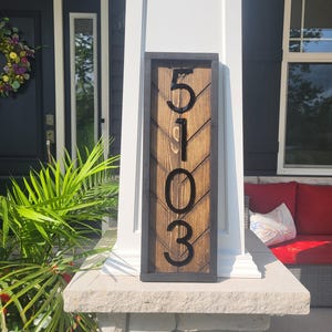 Chevron Address Sign | Herringbone Pattern Address Plaque | Wood Address Sign | Modern Address Plaque | 3D Address | Vertical Address Sign