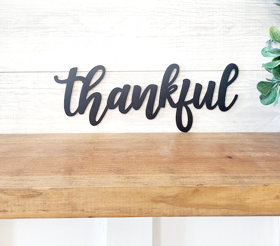 Thankful metal sign | thankful sign | cursive thankful sign | grateful blessed script words | housewarming gift | family wall collage sign
