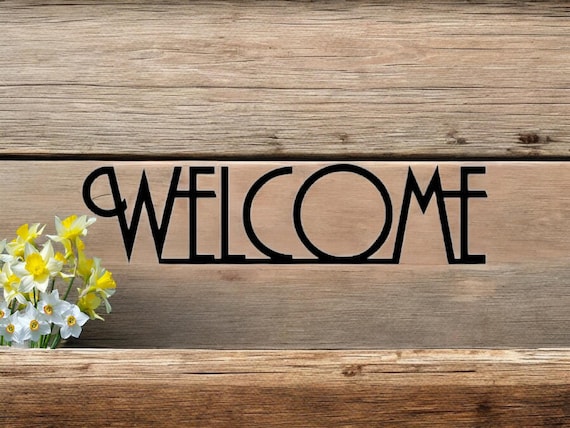 Welcome sign, metal wall sign, custom metal wall art, front door decor, entryway sign, cursive letter sign