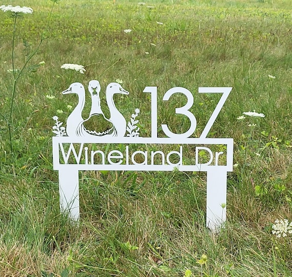 Goose address sign | Geese Garden Address Sign | Duck House Numbers | Lake House Address Sign | Fisherman Gift | Cabin Number Sign | Camp