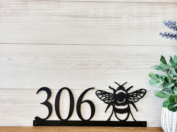 Bee Address Sign | Horizontal Bee Address Sign | Honeybee Sign | Bee Garden Sign | Weatherproof House Numbers | Bee Lovers Gift