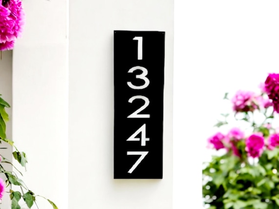Large number address plaque metal address sign vertical address sign house number sign metal address weatherproof sign metal art