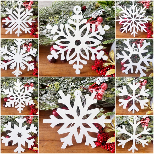 Metal snowflake ornament set | 1, 4, 6, 8 or 10 ornaments laser cut snowflake christmas ornaments snowflake sign hostess gift set