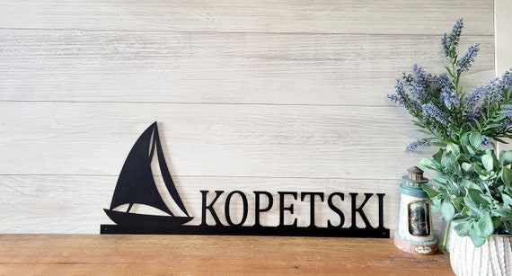 Personalized sailboat sign | custom nautical sign | family name sign | custom  beach house sign | sailboat name or address | lakehouse sign
