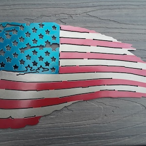 Distressed Metal American Flag Sign, Patriotic Home Decor