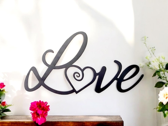 Love Metal Sign | Love Sign | Love Metal Word | Cursive Love  |Metal Love Home Sign | Rustic Word Art Sign | Metal Wall Art | Word Sign