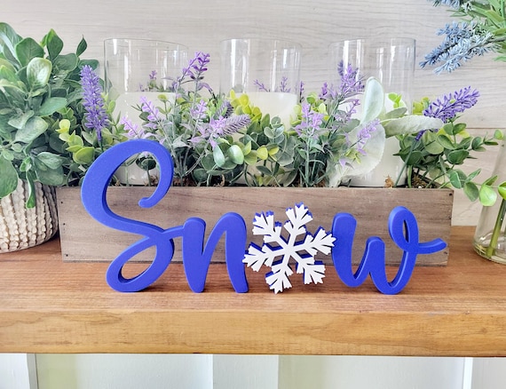 Freestanding Snow Sign | Winter Decor | Let It Snow Sign | 3/4 Inch Thick Snowflake Sign | Christmas Decor | Frosty Decor | Ski Lodge Decor