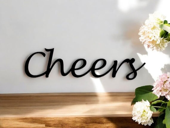 Cheers Sign | Metal Cheers Sign | Script Cheers Sign |  Script Font Bar Sign | Steel Cheers Sign | Bar Decor | Bar Sign | Cursive Cheers