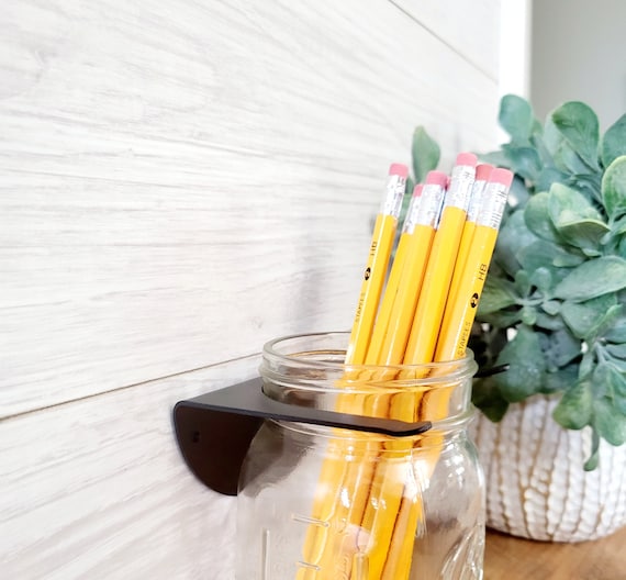 Mason jar shelf | 16oz Regular Mouth jar holder |  wall mount storage | art supply storage | toothbrush organization | shelving | dorm decor