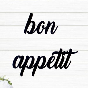 Bon appetit sign | bon appetit metal sign | enjoy your meal  |homemade sign | french kitchen decor | cursive bon appetit | mangia