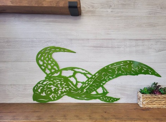 Metal Sea Turtle Sign | Sea Turtle Sign | Hawaiian Decor | Nautical Bathroom Decor | Ocean Theme Decor | Beach House Decor | Turtle Gift