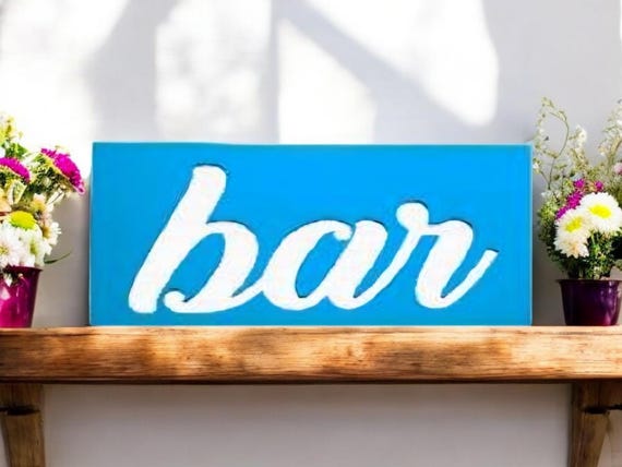 Bar Sign | Cursive Bar Sign | Metal Cursive Bar Sign | Bar Script Word | Recycled Steel | Farmhouse Style Script Word |Man Cave Decor