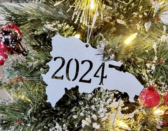 Dominican republic ornament 2024 destination wedding keepsake favor gift island beach anniversary christmas tree recycled steel love travel