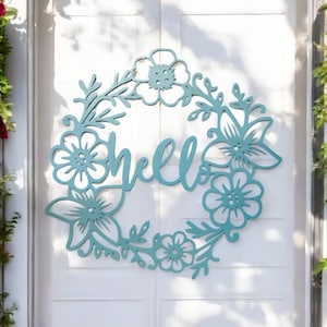Spring Flower Hello Sign | Spring Flower Wreath | Spring Flower Door Hanger | Easter Door Hanger | Mothers Day Gift   | Garden Decor