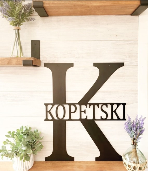 Personalized metal family name sign | last name sign | family name sign | split monogram sign | anniversary gift | monogram wedding gift