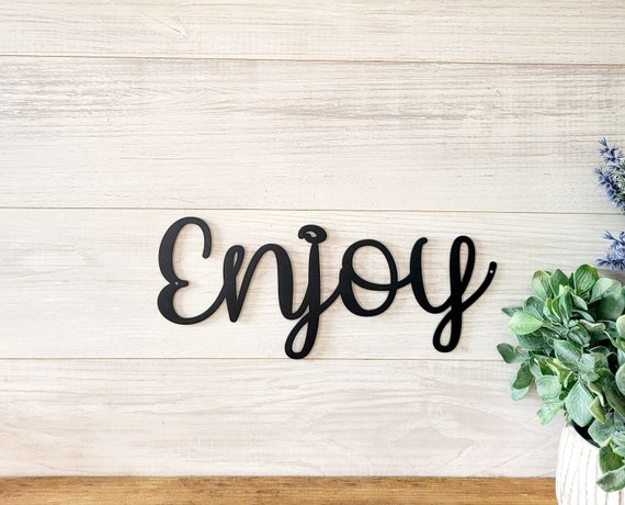 Enjoy Metal Sign | EnjoySign | Enjoy Metal Word | Cursive Enjoy  |Metal Enjoy Home Sign | Rustic Word Art Sign | Metal Wall Art | Word Sign