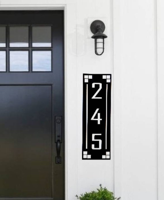 Arts and Craft Address Sign | Craftsman Address Plaque | Mission Style Address Sign | Art and Craft House Numbers | Vertical Address Sign