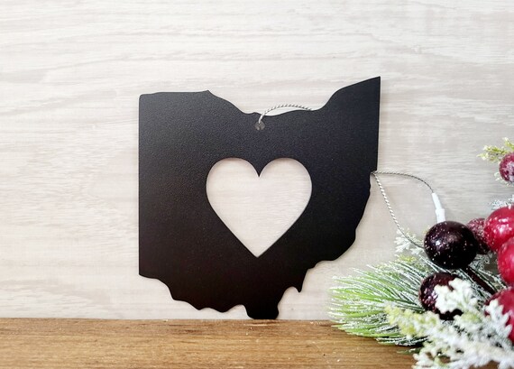 Metal state ornament | home state ornament | heart state christmas ornament | hiker gift ornament | college state ornament | graduate gift