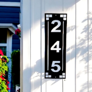 Arts and Craft Address Sign | Craftsman Address Plaque | Mission Style Address Sign | Art and Craft House Numbers | Vertical Address Sign