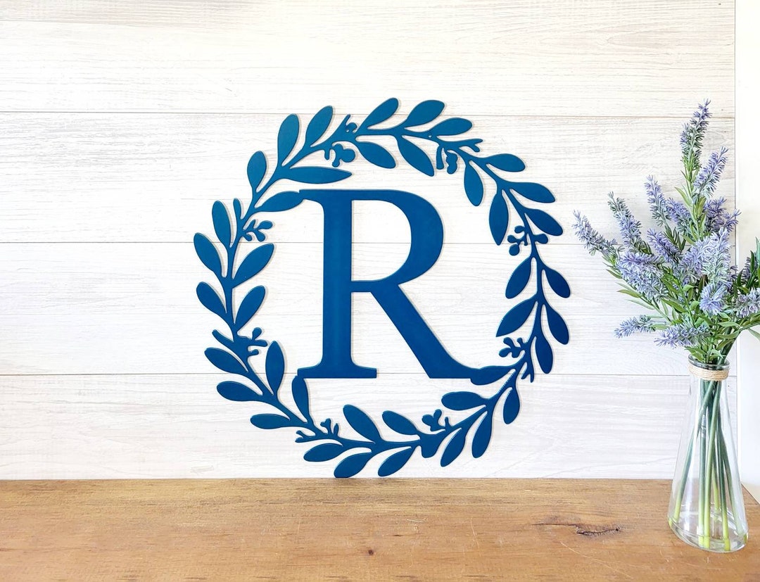 Spring Flower Monogram Wreath | Metal Monogram Door Hanger | Spring ...