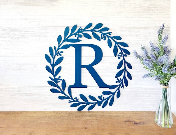 Spring Flower Monogram Wreath | Metal Monogram Door Hanger | Spring Flower Sign | Metal Monogram | Garden Decor | Initial Door Hanger