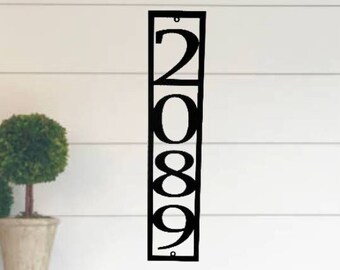 Large number address plaque metal address sign vertical address sign house number sign metal address weatherproof sign metal art