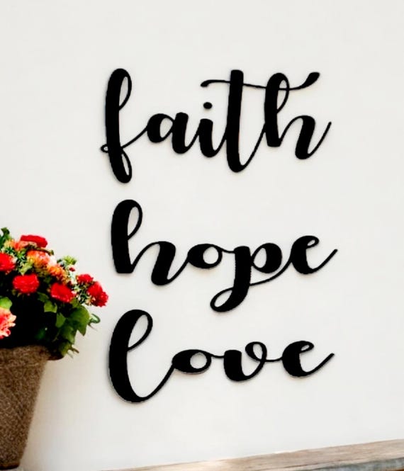 Faith hope & love metal sign set of 3 signs | faith sign | hope sign | love sign | home decor | metal art | cursive writing | custom words