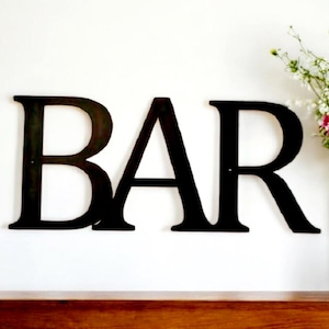 Bar Sign | Steel Bar Sign | Metal Bar Sign | Bar Script Word | Recycled Steel | Farmhouse Style Script Word |Man Cave Decor