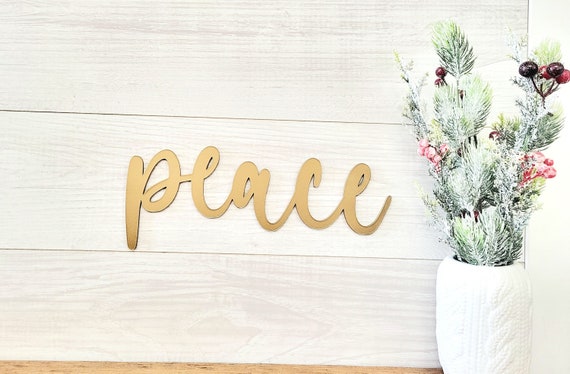 Metal peace sign | peace sign | peace metal word | cursive peace sign | metal peacw home sign | farmhouse style christmas word art sign