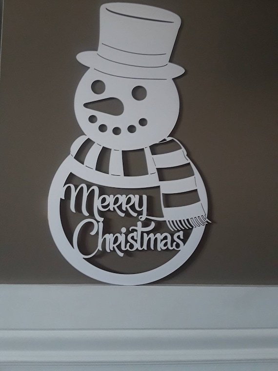 Merry christmas snowman sign door hanger family  initial winter wreath christmas decor christmas ornament customized weatherproof pvc