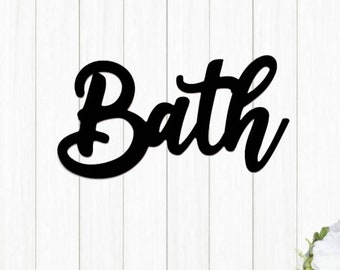 Bath Sign | Cursive Bathroom Sign | Wood Bath Sign | Cursive Word Sign | Cursive Font Bath | Farmhouse Bath Sign |Farmhouse Bathroom Decor