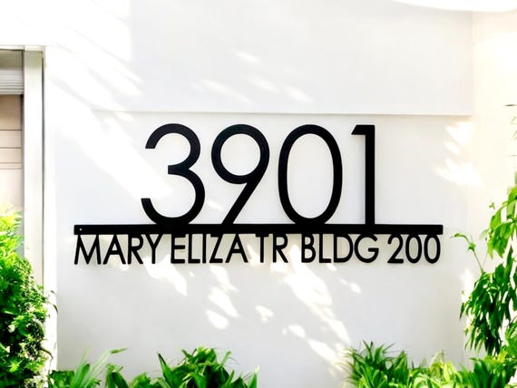Custom Address Sign | Modern House Numbers | Street Name Sign | Metal Home Address Sign | Horizontal Address Number | Weatherproof Address