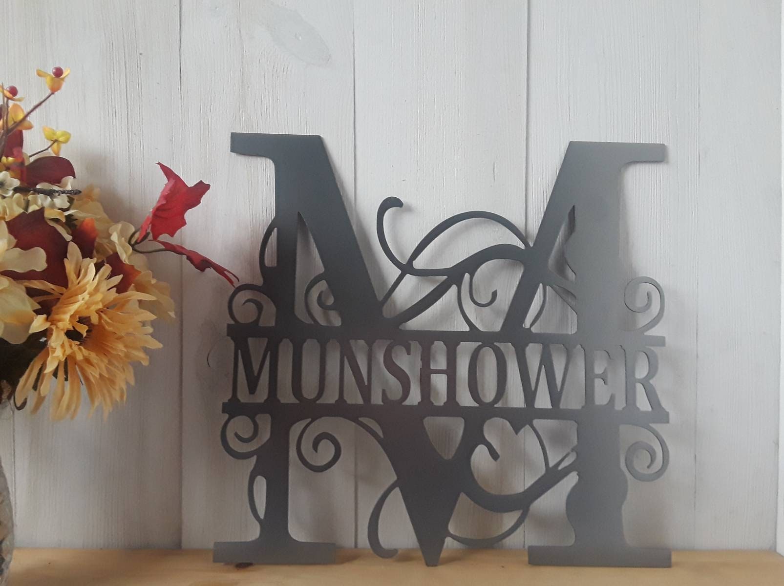 Fancy Scroll Monogram Door Hanger Monogrammed Sign Front Door | Etsy