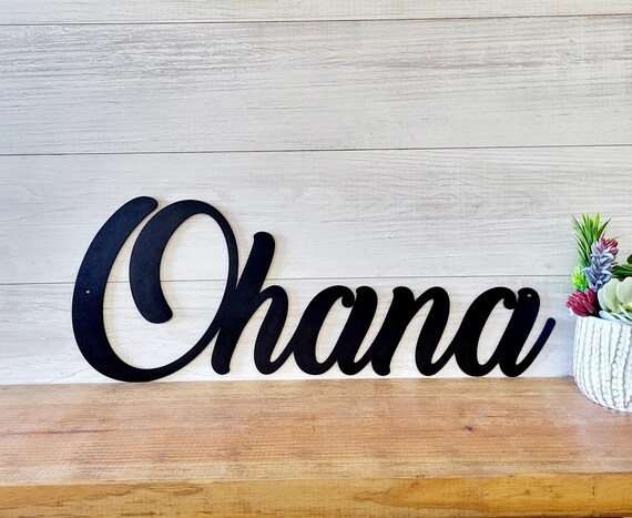 Ohana metal sign world traveler home decor cursive metal word sign explorer sign hawaii decor family sign script ohana recycled steel