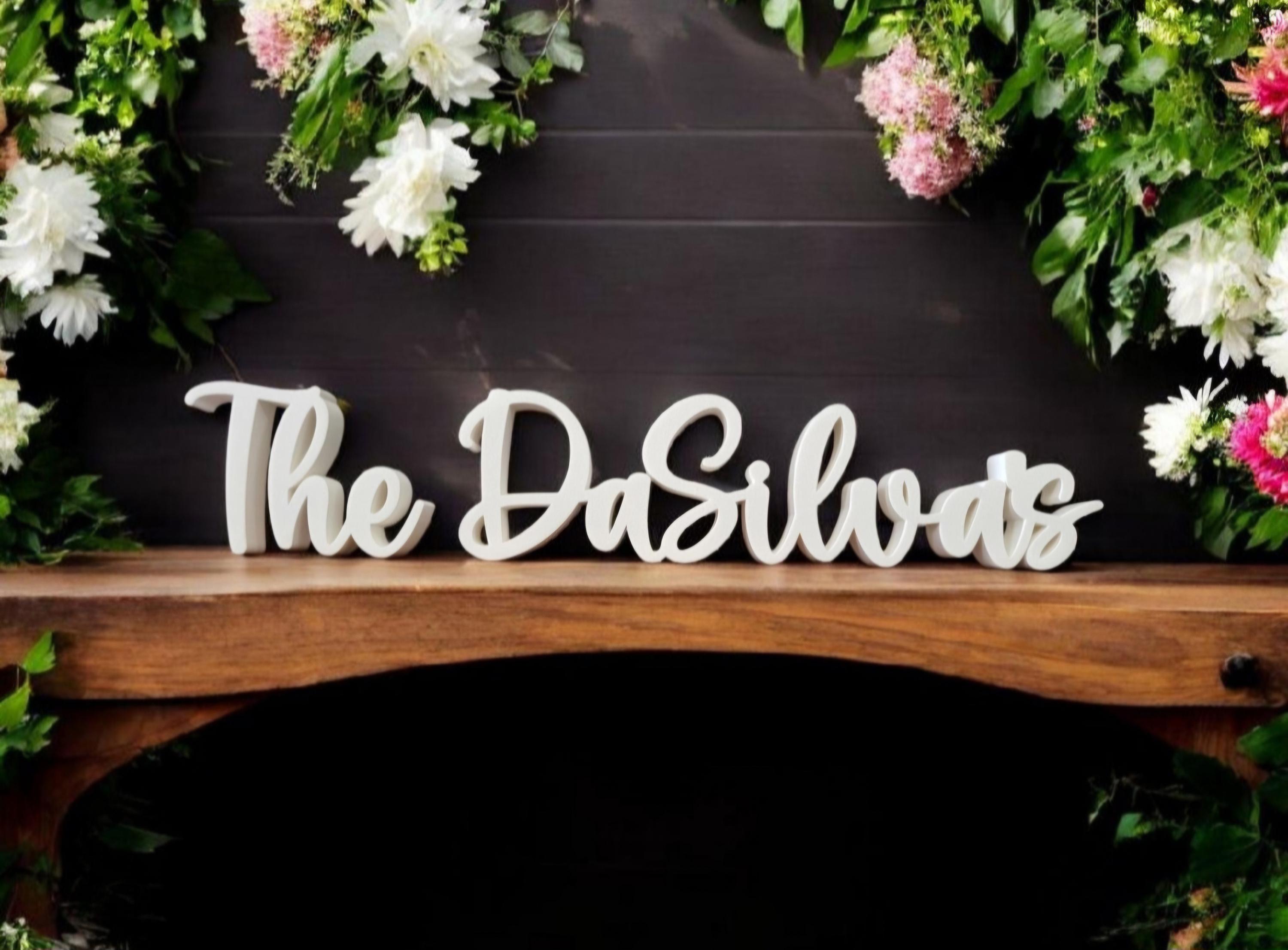 Custom Name Sign Wood Last First Family Name Sign Wooden Script Custom Word Wood Wall Art Cursive Font Farmhouse Decor Nursery Kids Room