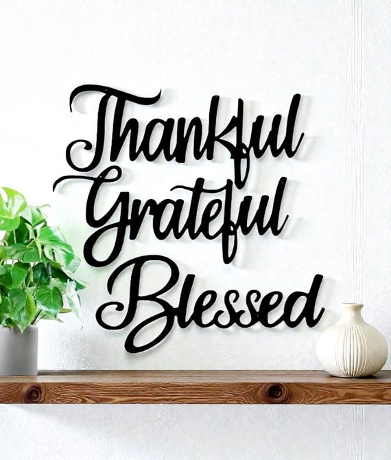 Thankful Grateful Blessed Metal Wall Art, Set of 3