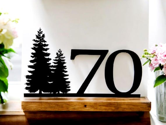 Rustic Address Sign | Pine Tree Sign | House Numbers | Metal Address Sign | Custom Address | Weatherproof Coating | 2 Number Address Sign
