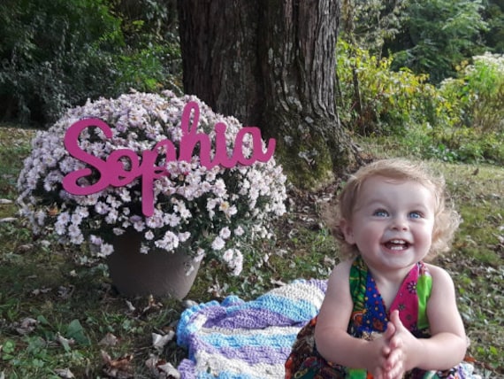 Custom Wood Name Sign, Cursive Font, Nursery Decor