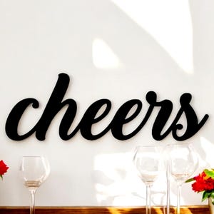 Cheers Sign | Metal Cheers Sign | Script Cheers Sign |  Script Font Bar Sign | Steel Cheers Sign | Bar Decor | Bar Sign | Cursive Cheers