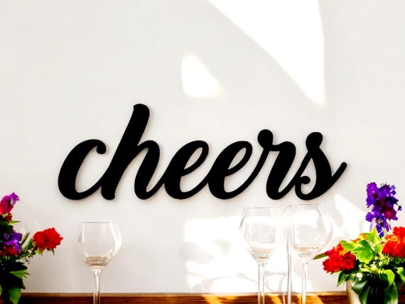 Cheers Sign | Metal Cheers Sign | Script Cheers Sign |  Script Font Bar Sign | Steel Cheers Sign | Bar Decor | Bar Sign | Cursive Cheers