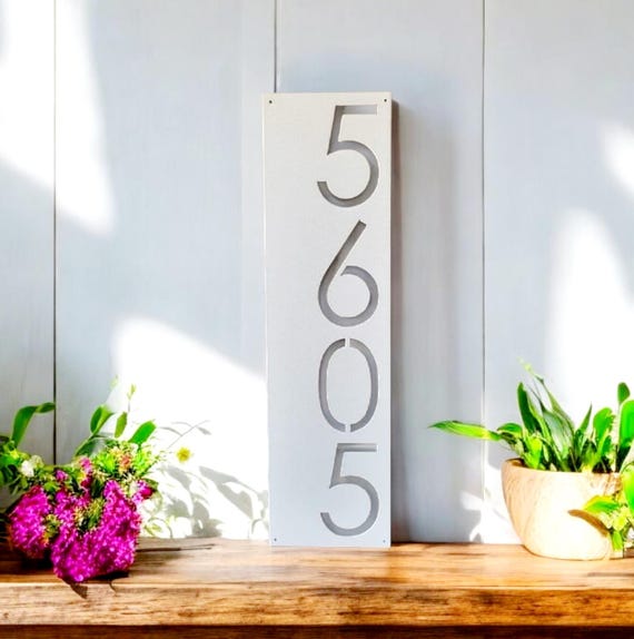 Modern Address Plaque Metal Address Sign Vertical Address Sign Modern House Number Sign Modern Industrial Metal Address Weatherproof Sign