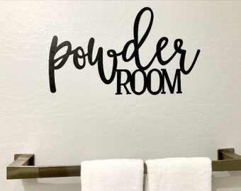 Powder room sign metal powder room sign bathroom decor restroom decor wash room decor restroom powder room recycled steel wall art