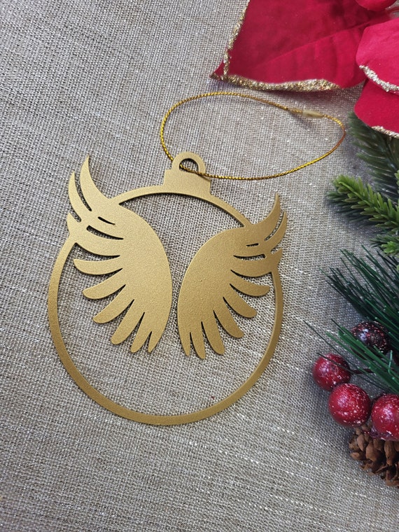 Angel wings ornament | wing ornament | christmas ornament set | metal wing sign in memory of loved ones