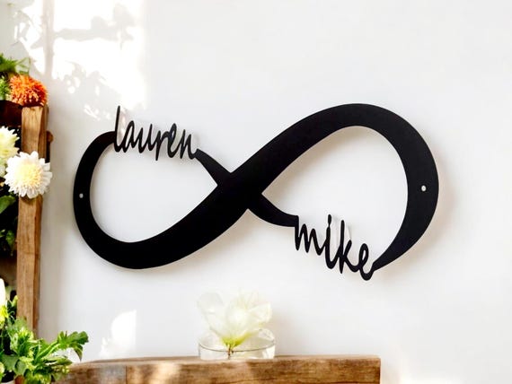 Infinity symbol sign you and me always & forever anniversary personalized name wedding gift christmas wedding party table sign