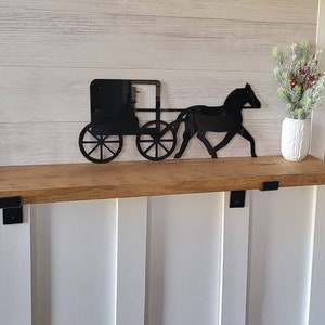 Metal horse buggy sign | horse carriage sign | horse farm sign | amish wagon sign | horse lover gift | steel farmhouse sign | covered wagon