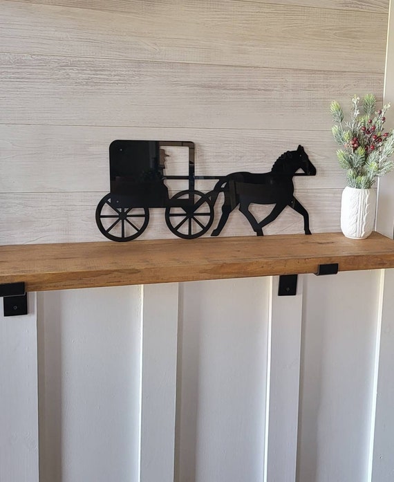 Metal horse buggy sign | horse carriage sign | horse farm sign | amish wagon sign | horse lover gift | steel farmhouse sign | covered wagon
