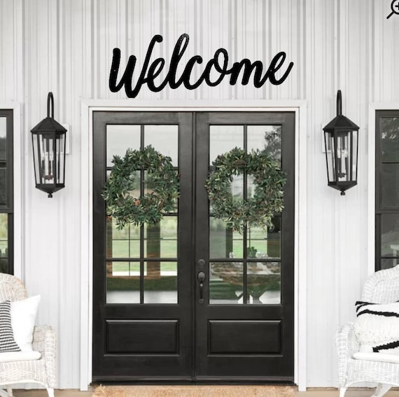 Welcome sign | metal welcome sign | custom metal wall decor | front door decor | entryway sign | cursive word sign | housewarming gift