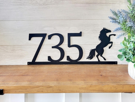 Horse address sign | horizontal horse address sign | horse farm sign | horse lover sign | horse garden sign | weatherproof house numbers