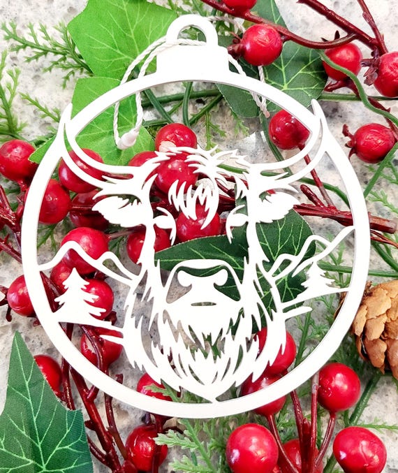 Highland Cow ornament | Cow lover gift | metal christmas tree ornaments | Farmer gift | Ranch ornament